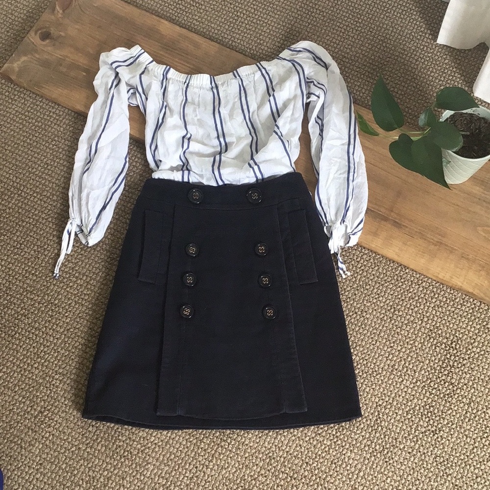 BCBG Thick Warm Navy Corduroy Mini Pocket Skirt
